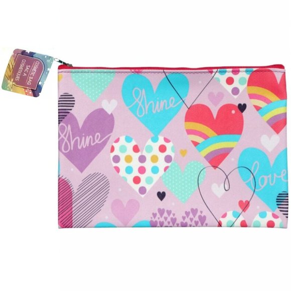 *3/$15* Colorful "Shine" Hearts Cosmetic Bag - Picture 2 of 2